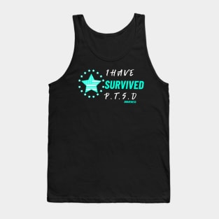 I Survived PTSD - Military Veteran Support Flag for Mental Health Awareness - 50% Off - Teal Month - PTSD Merch Tank Top